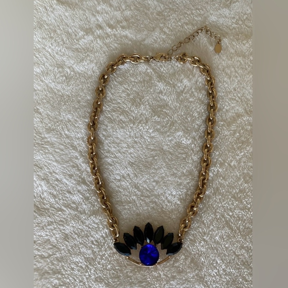 Express Gold and Blue Statement Necklace